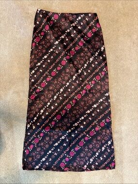 Tracy Evans Women's Long Black Floral Skirt with double side slits